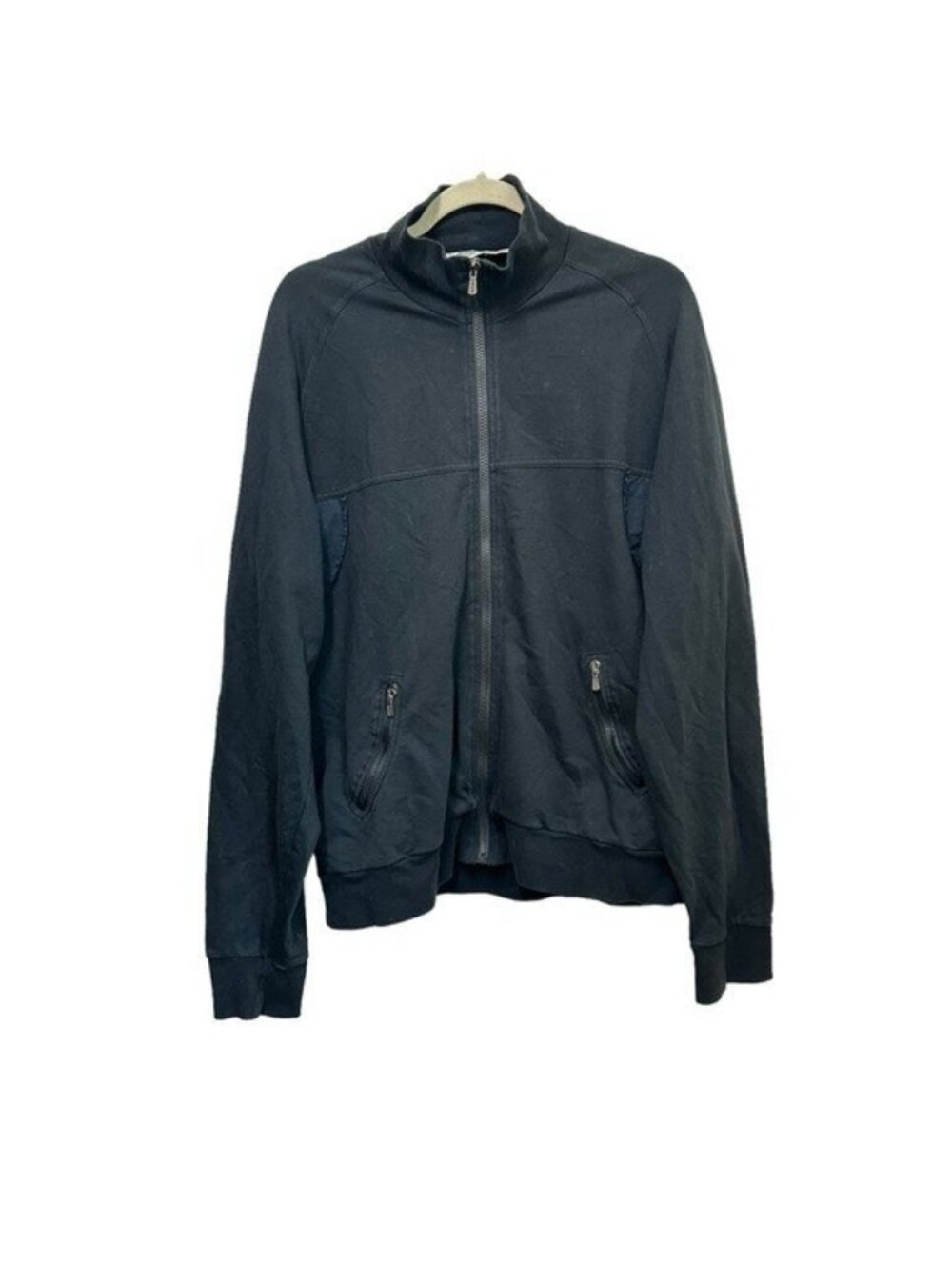 Moschino Jeans Men XL Full Zip Jacket Cotton Stretch Black Mock Neck Long Sleeve